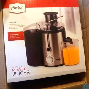 Parini Cookwear Multi-Speed Power Juicer Stainless Steel New In Open Box no Used